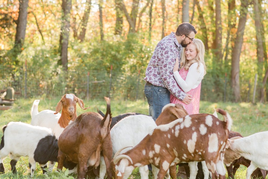 country engagement session portrait with goats