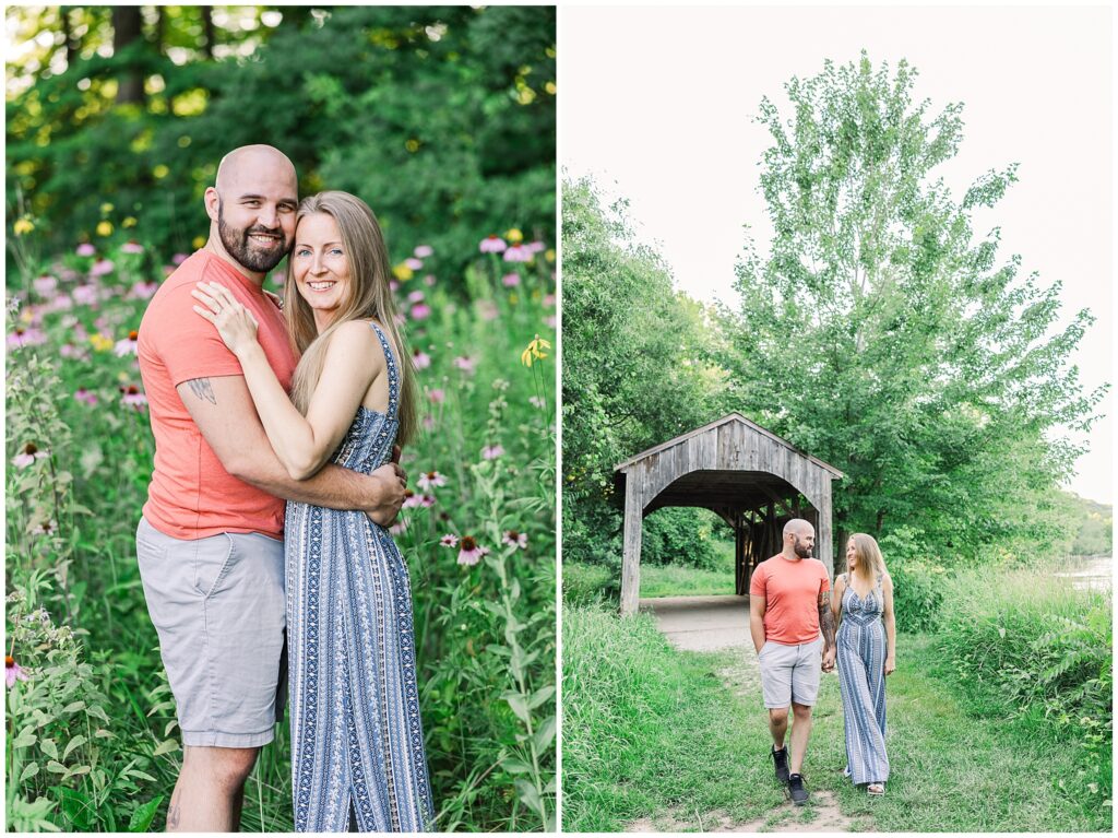 engagement session in field of wildflowers